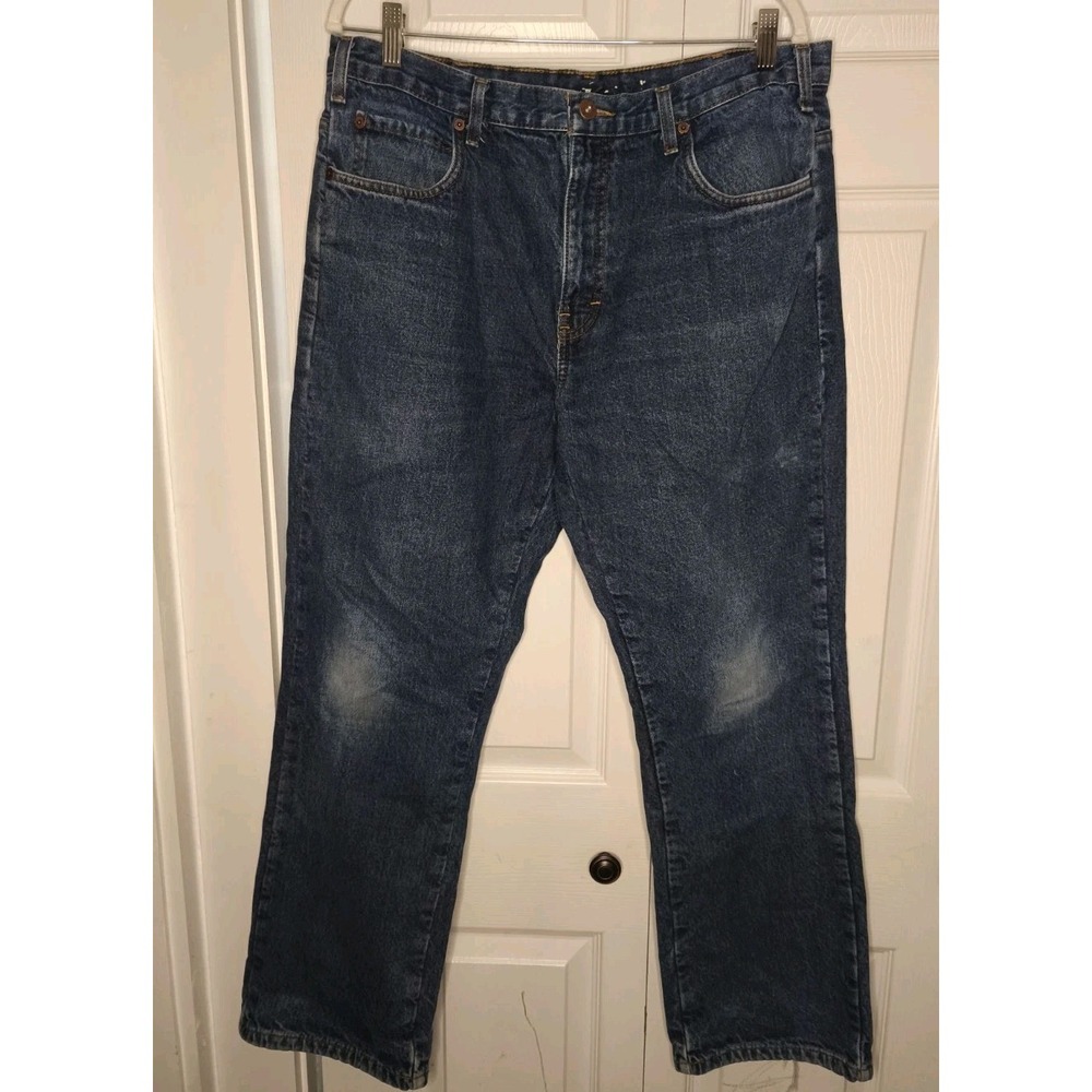 Mens 34X30 DICKIES Flannel Lined Pants Relaxed Fit ‎ Denim Blue Jeans  GREAT